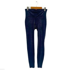 Spanx Dusty Blue Velvet/Velour High-Rise Pull-On Power Waist Seamless Leggings